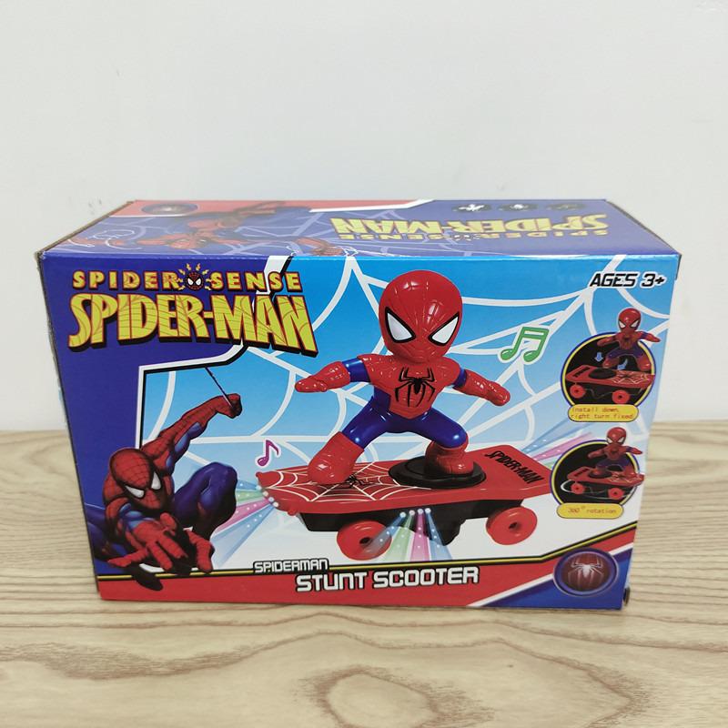 New The Avengers Spiderman Automatic Flip Rotation Skateboard Acousto-optic Car Electric Music Toy Stunt Scooters Christmas Gift