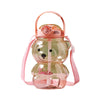 1000ml Large Capacity Cartoon Bear Plastic Sippy Cup High Value Backpack Kettle Water Bottle Mug with Straw Cute Bear Cup