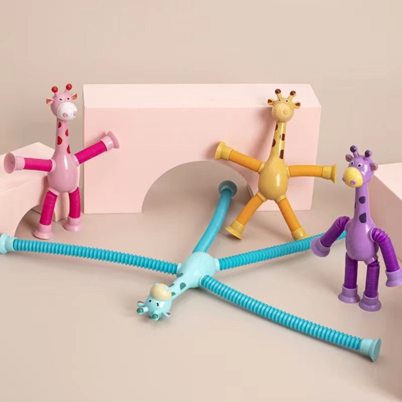 Children Bath Toys Pop Tubes Telescopic Suction Cup Giraffe Toys Puzzle Stress Relief Fidget Toys  Anti-stress Kids Squeeze Toy